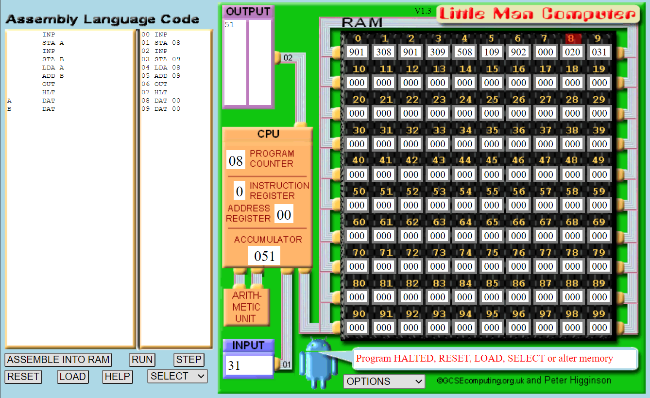 LMC adding two numbers