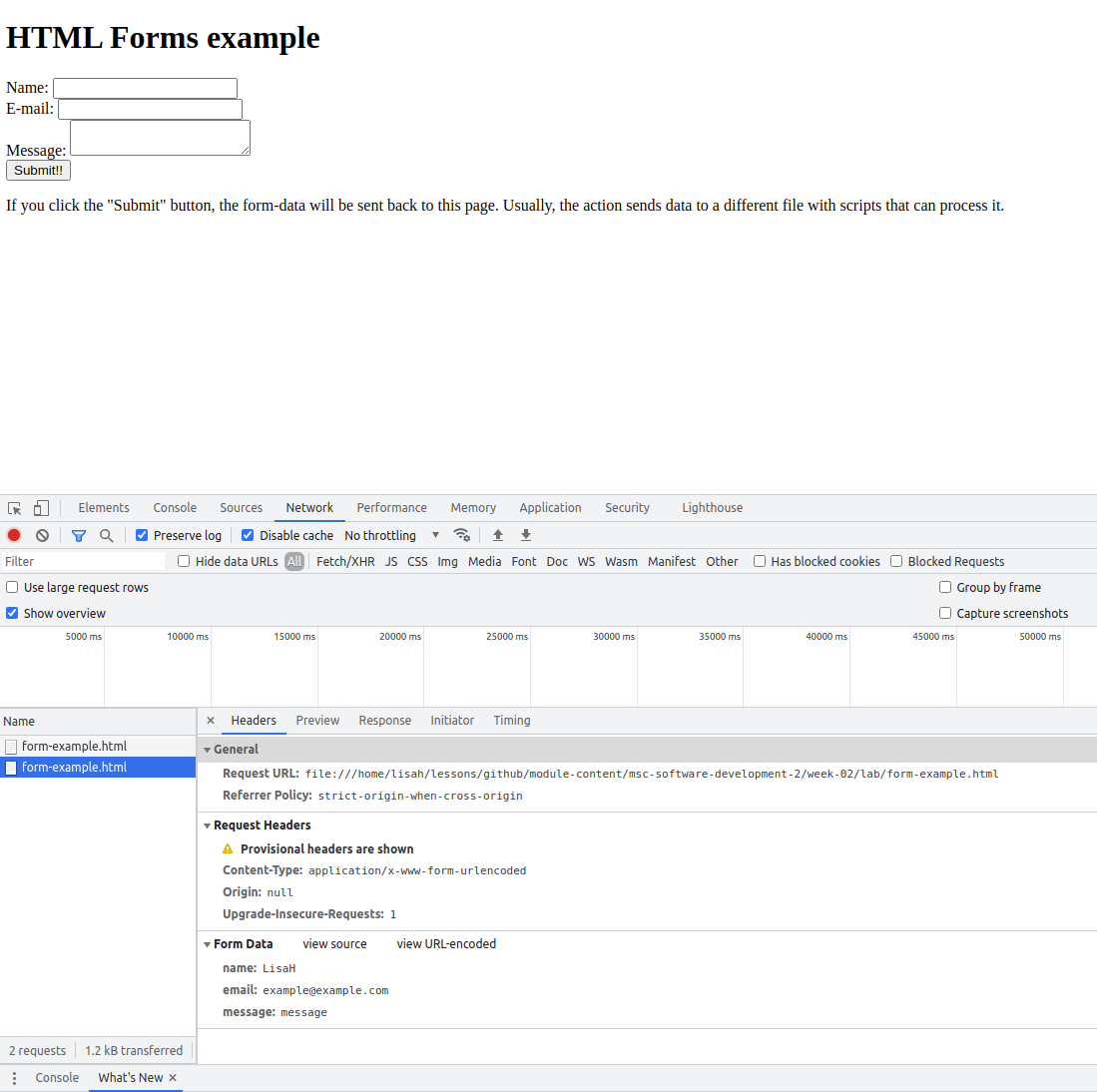 Form parameters